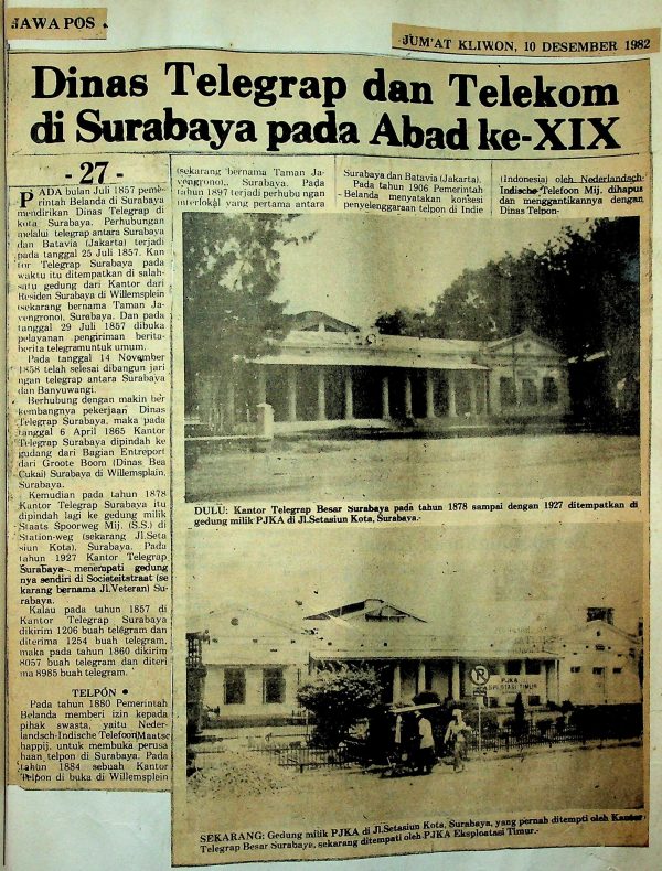 Dinas Telegrap dan Telekom di Surabaya Pada Abad ke-XIX
