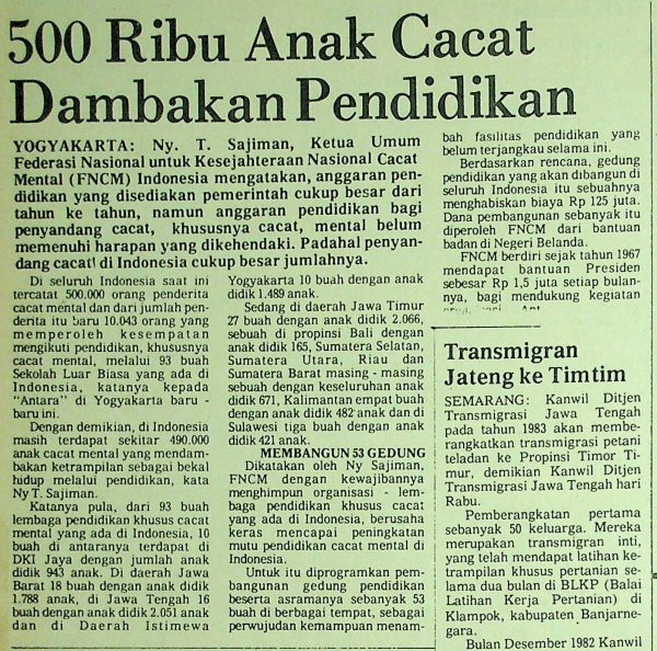 500 Ribu Anak Cacat Dambakan Pendidikan
