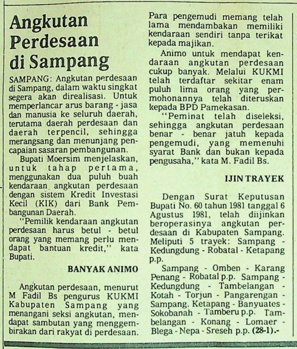 Angkutan Perdesaan di Sampang