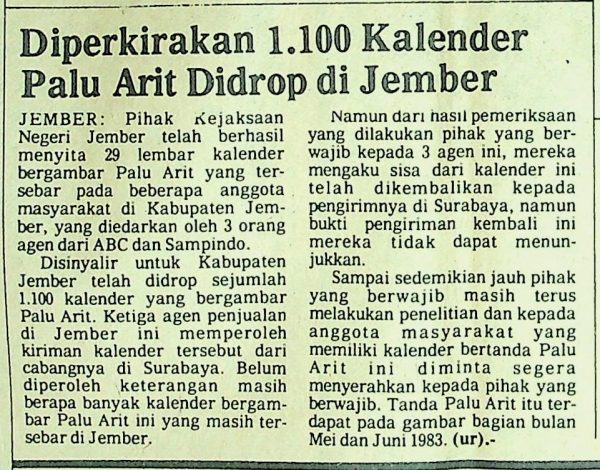 Diperkirakan 1.100 Kalender Palu Arit Didrop di Jember