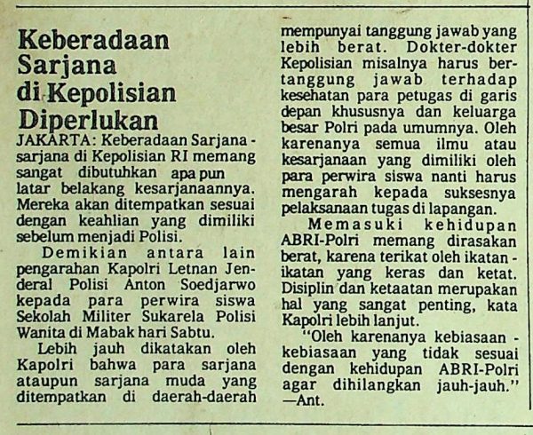 Keberadaan Sarjana di Kepolisian Diperlukan