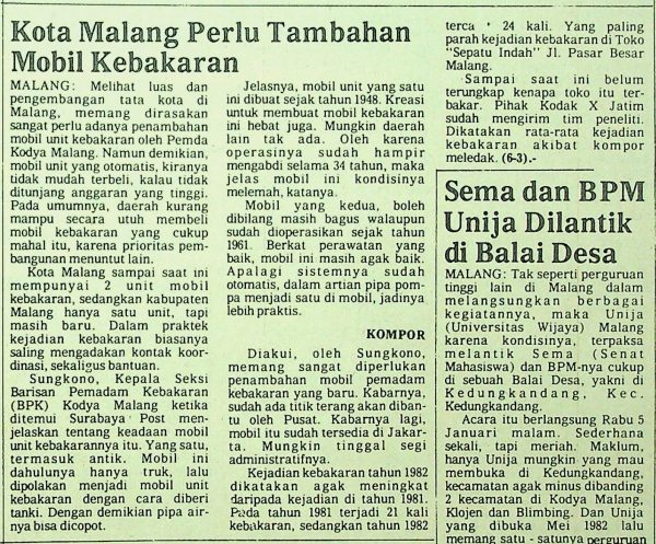 Kota Malang Perlu Tambahan Mobil Kebakaran