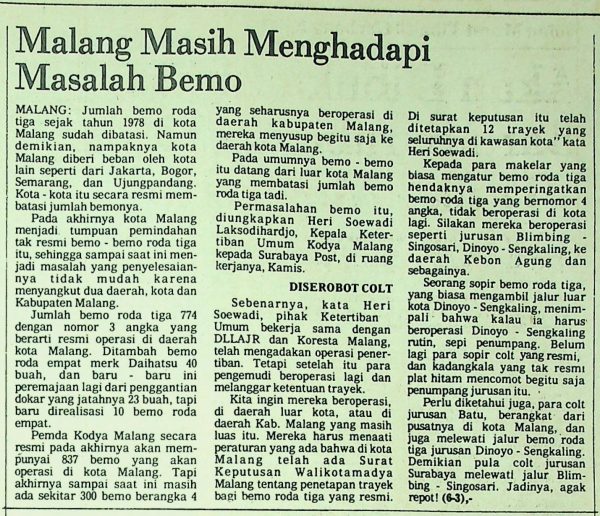 Malang Masih Menghadapi Masalah Bemo
