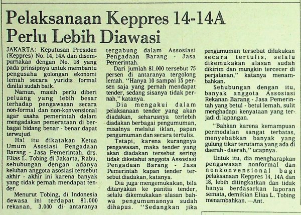 Pelaksanaan Keppres 14-14A Perlu Lebih DIawasi