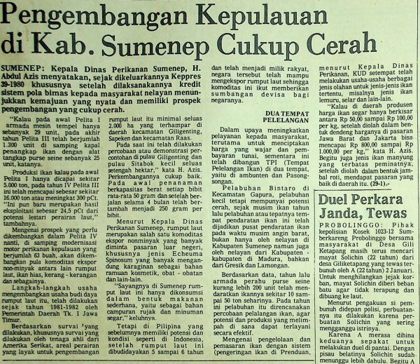 Pengembangan Kepulauan di Kab. Sumenep Cukup Cerah