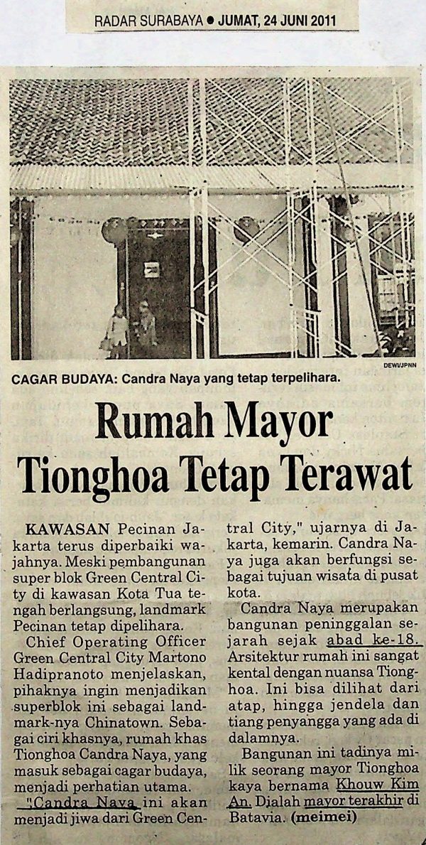 Rumah Mayor Tionghoa Tetap Terawat