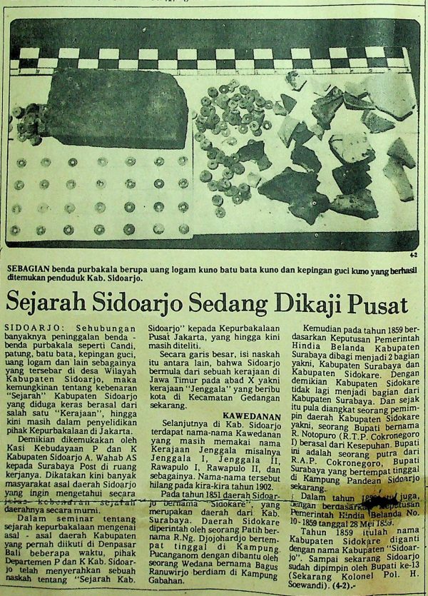 Sejarah Sidoarjo Sedang Dikaji Pusat