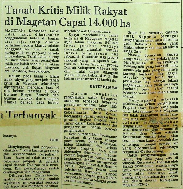 Tanah Kritis Milik Rakyat di Magetan Capai 14.000 ha