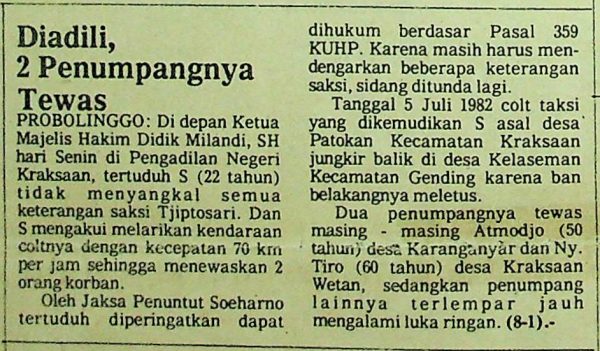 Diadili, 2 Penumpangnya Tewas