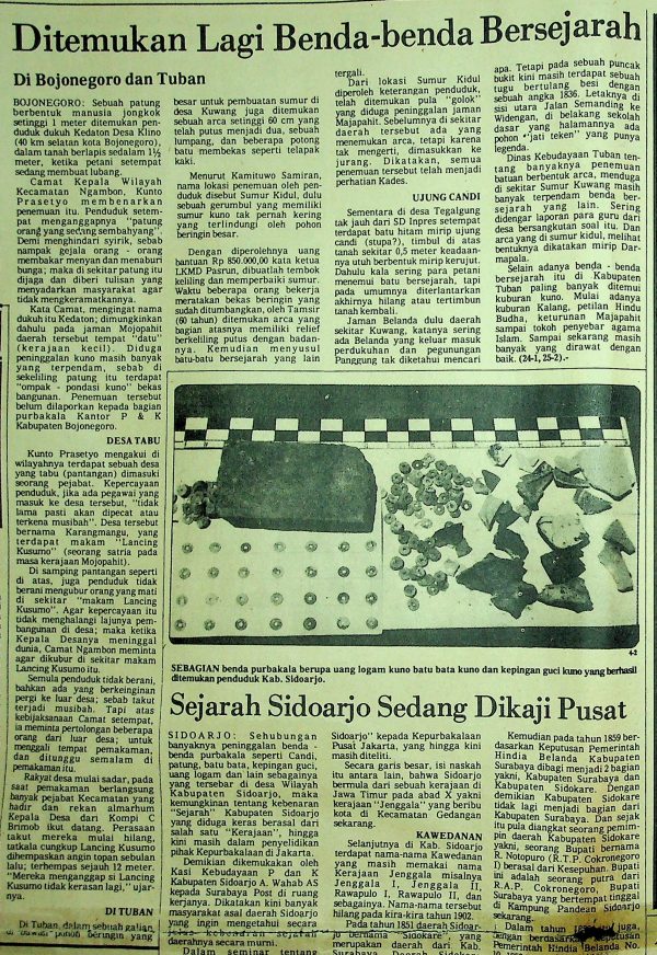 Ditemukan Lagi Benda-benda Bersejarah Di Bojonegoro dan Tuban