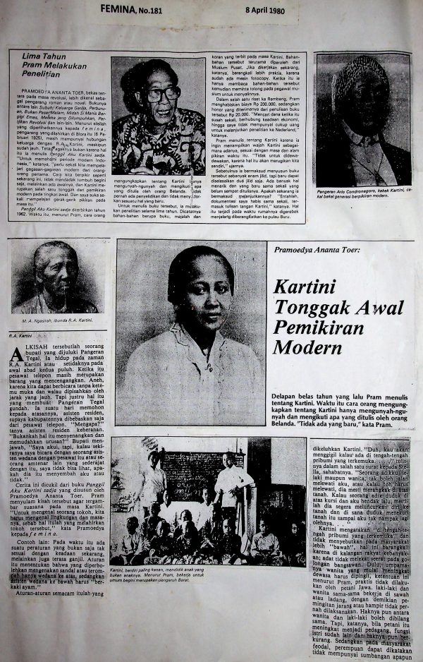 Pramoedya Ananta Toer: Kartini Tonggak Awal Pemikiran Modern
