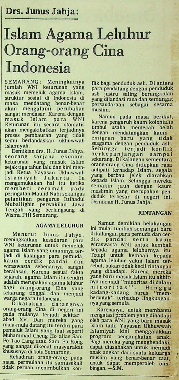 Islam Agama Leluhur Orang-orang Cina Indonesia