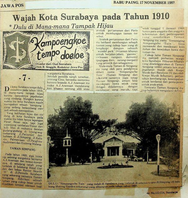 Wajah Kota Surabaya pada Tahun 1910