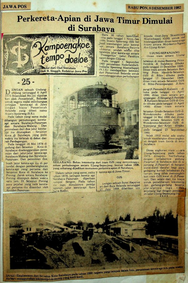 Perkereta-Apian di Jawa Timur Dimulai di Surabaya