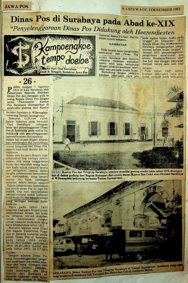 Dinas Pos di Surabaya pada Abad ke-XIX