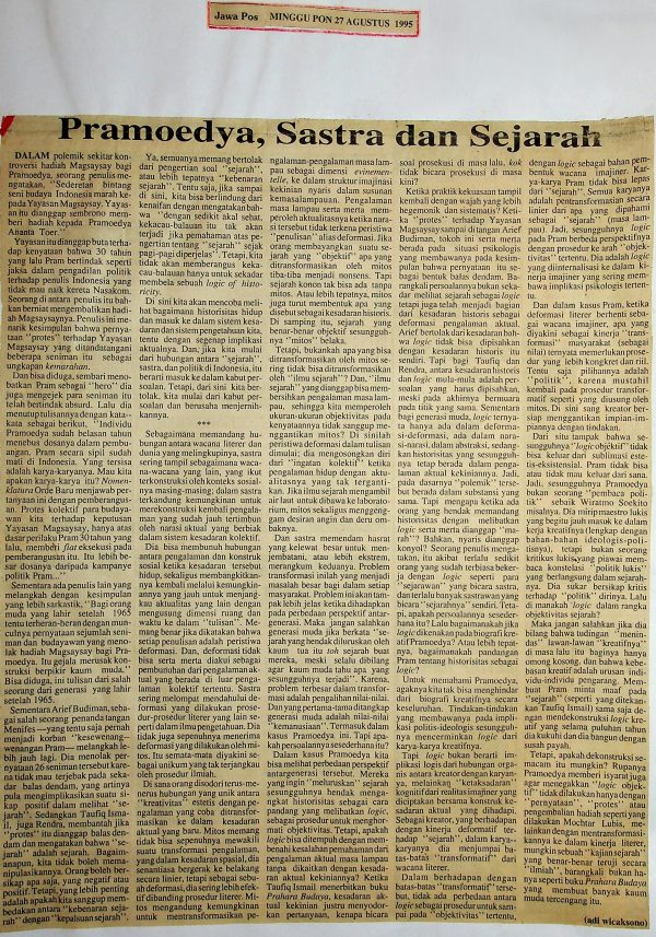 Pramoedya, Sastra, dan Sejarah