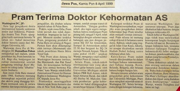 Pram Terima Doktor Kehormatan AS