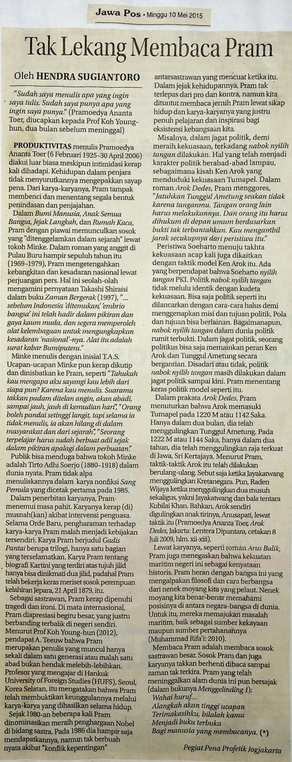 Tak Lekang Membaca Pram