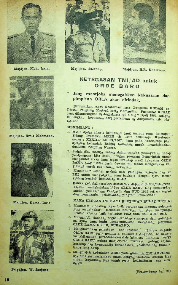 Ketegasan TNI / AD untuk Orde Baru
