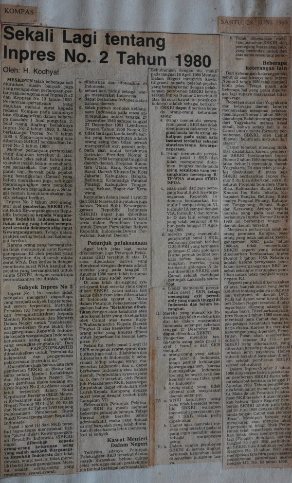 Sekali Lagi tentang Inpres No. 2 Tahun 1980