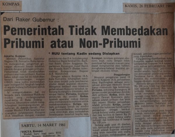Dari Raker Gubernur: Pemerintah Tidak Membedakan Pribumi atau Non-Pribumi