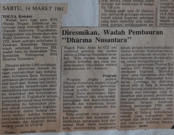 Diresmikan, Wadah Pembauran "Dharma Nusantara"