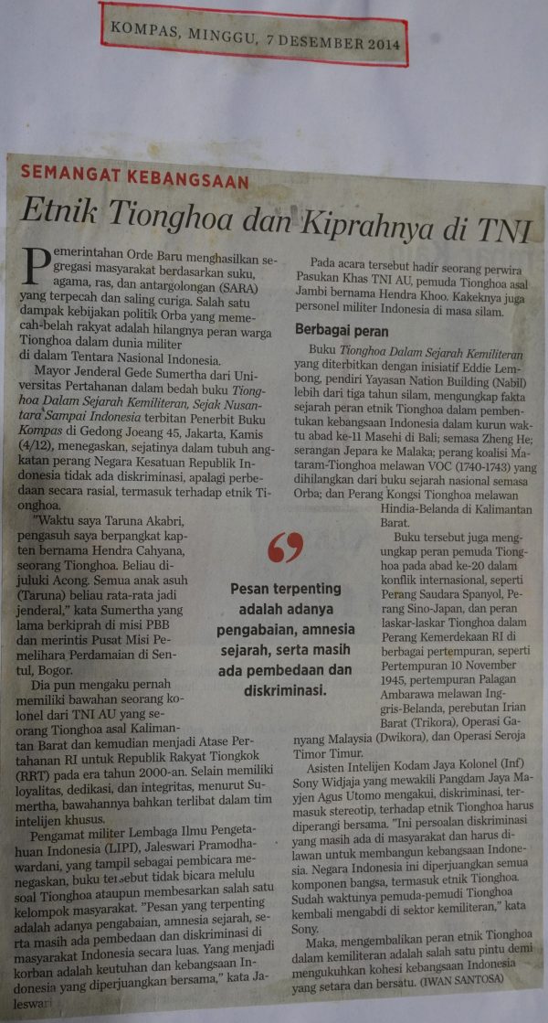 Etnik Tionghoa dan Kiprahnya di TNI