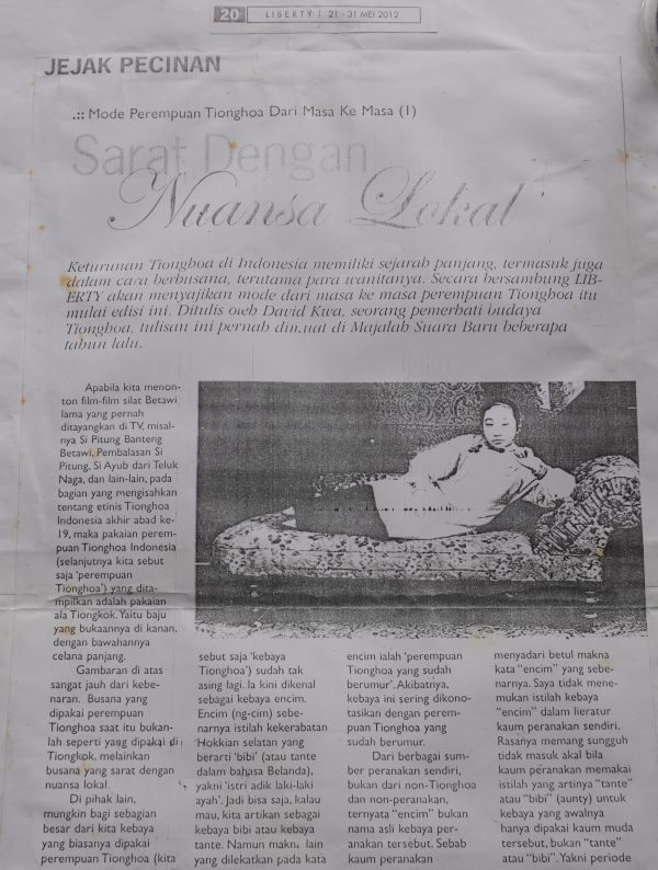 Mode Perempuan Tionghoa Dari Masa ke Masa (1): Sarat dengan Nuasa Lokal