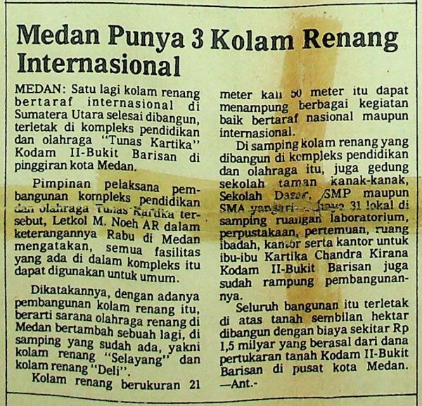 Medan punya 3 Kolam Renang Internasional