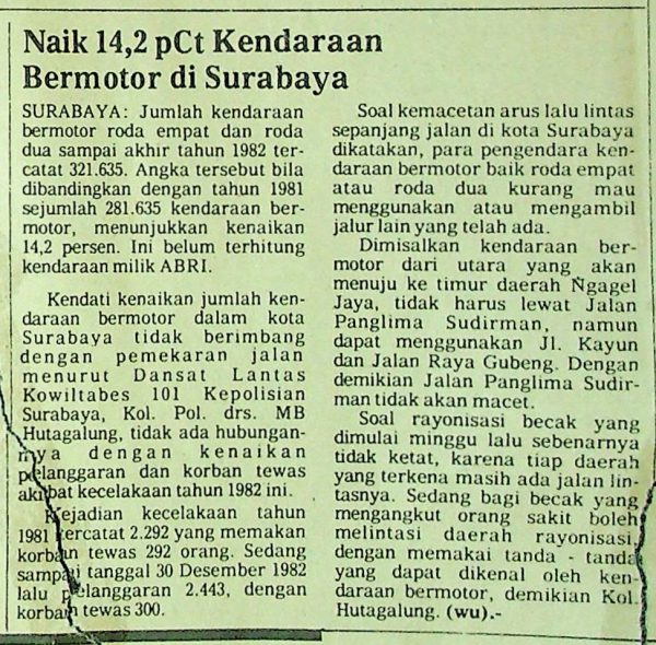Naik 14,2 pCt Kendaraan Bermotor di Surabaya