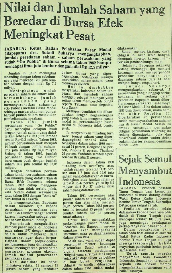 Nilai dan Jumlah Saham yang Beredar di Bursa Efek Meningkat