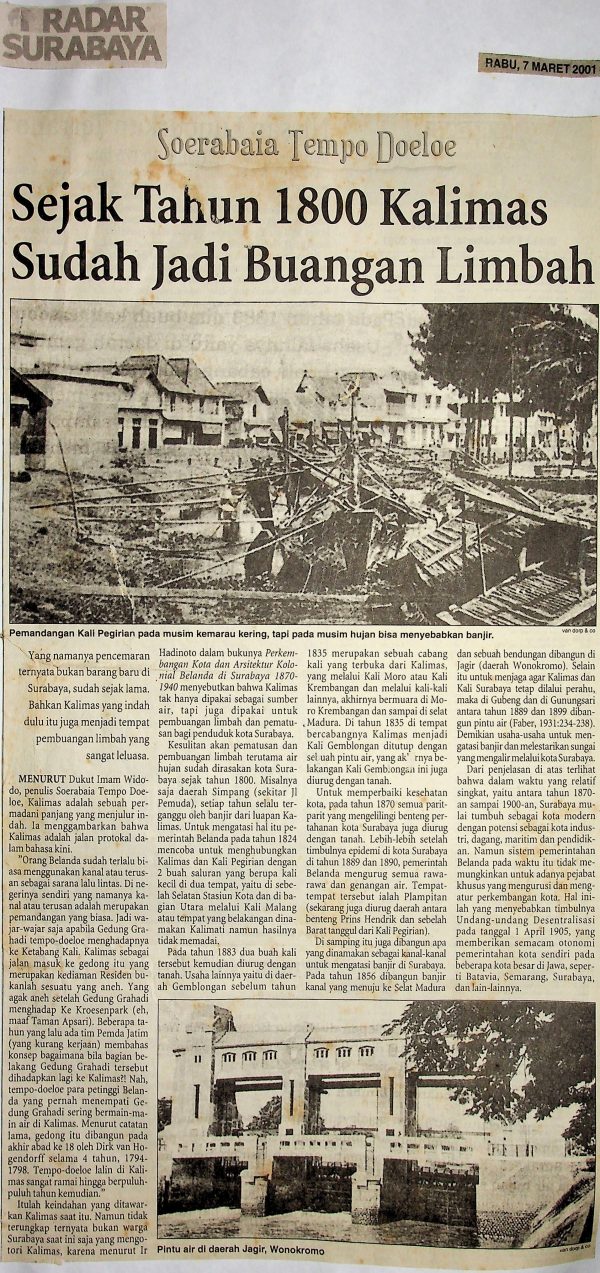 Sejak Tahun 1800 Kalimas Sudah Jadi Buangan Limbah