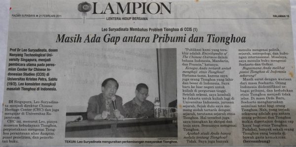 Leo Suyadinata Membahas Problem Tionghoa di CCIS (1): Masih Ada Gap antara Pribumi dan Tionghoa