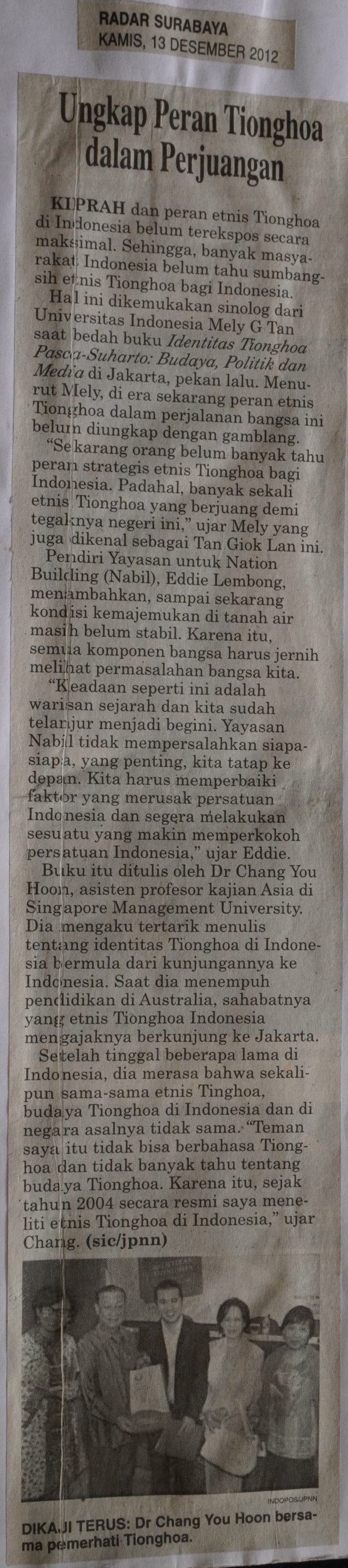 Ungkap Peran Tionghoa dalam Perjuangan