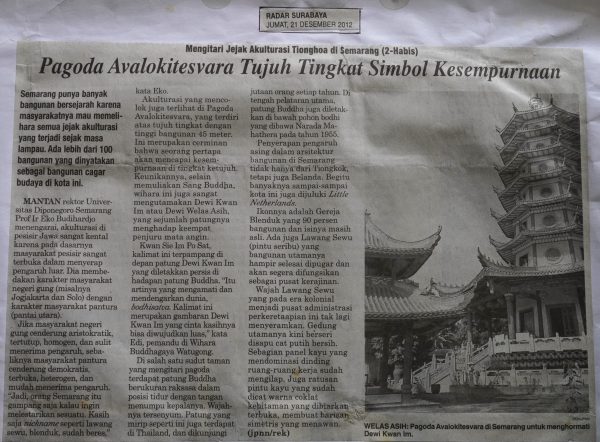 Mengitari Jejak Akulturasi Tionghoa di Semarang (2- Habis), Pagoda Avalokitesvara Tujuh Tingkat Simbol Kesempurnaan