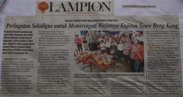 Yayasan Kapitan Souw Beng Kong Rayakan Qing Ming: Peringatan Sekaligus untuk Memeringati Wafatnya Kapitan Souw Beng Kong