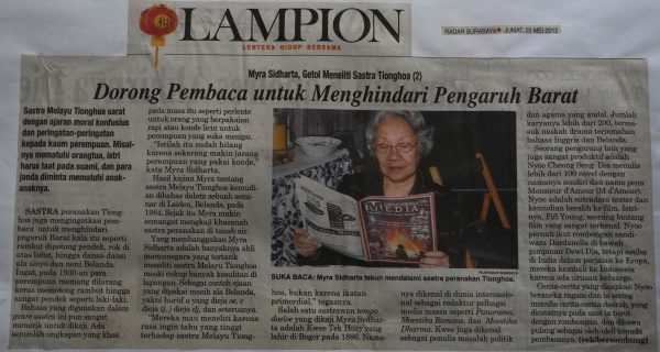 Myra Sidharta, Getol Meneliti Sastra Tionghoa (2): Dorong Pembaca untuk Menghidari Pengaruh Barat