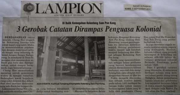 Di Balik Kemegahan Kelenteng Sam Poo Kong: 3 Gerobak Catatan Dirampas Penguasa Kolonial