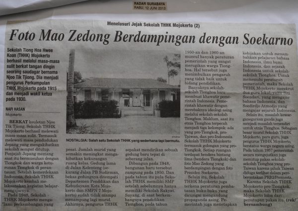 Menelusuri Jejak Sekolah THKK Mojokerto (2): Foto Mao Zedong Berdampingan dengan Soekarno