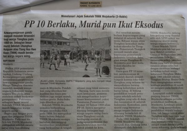 Menelusuri Jejak Sekolah THKK Mojokerto (3- Habis): PP 10 Berlaku, Murid pun Ikut Eksodus