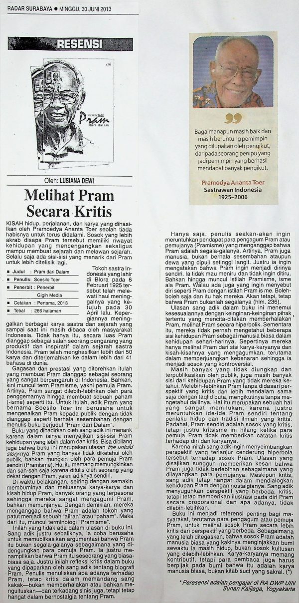 Melihat Pram Secara Kritis