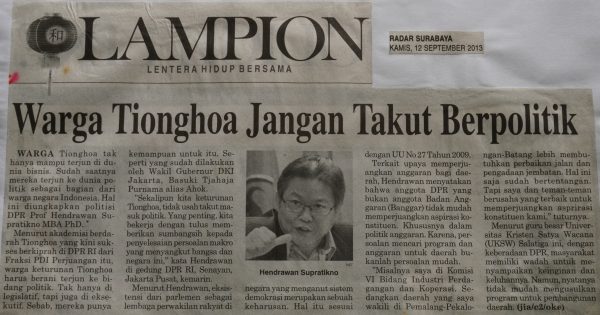 Warga Tionghoa Jangan Takut Berpolitik