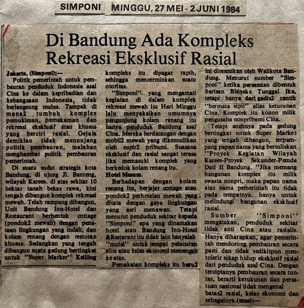 Di Bandung Ada Kompleks Rekreasi Eksklusif Rasial