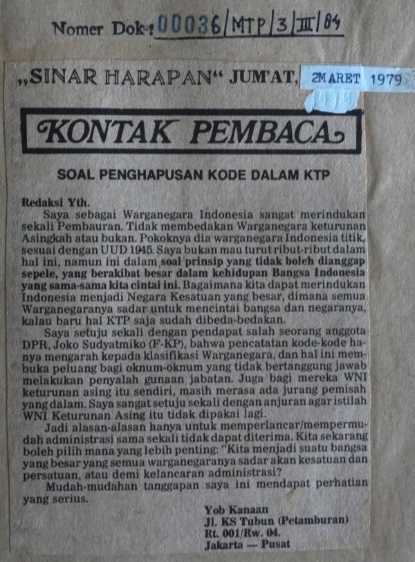 Soal Penghapusan Kode dalam KTP