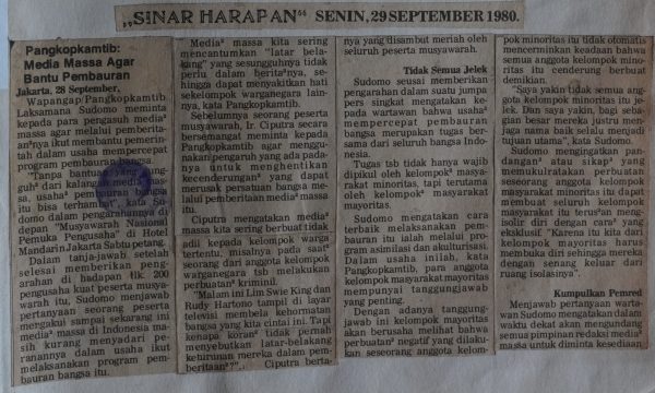 Pangkopkamtib: Media Massa agar Bantu Pembauran