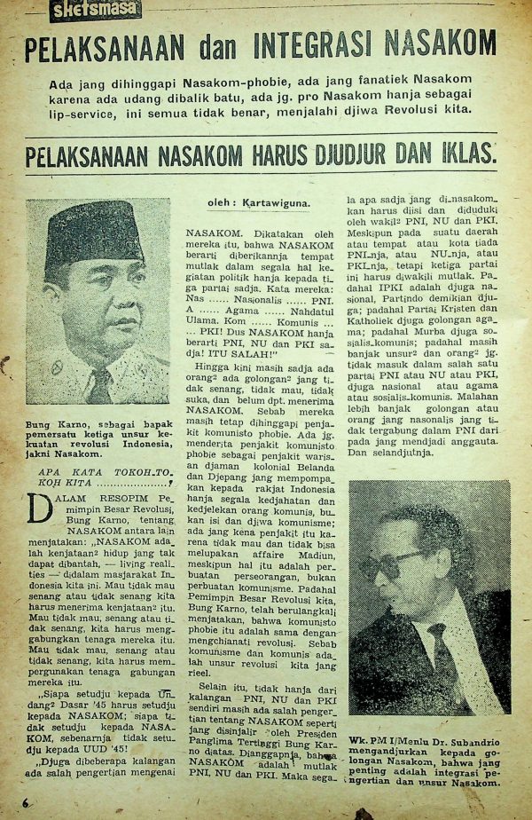 Pelaksanaan dan Integrasi Nasakom
