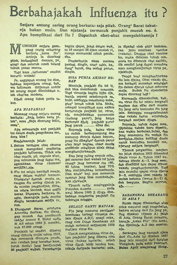 Berbahayakah Influenza Itu?
