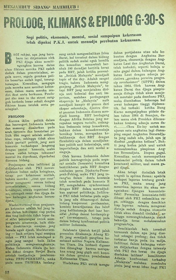 Prolog, Klimaks, & Epilog G30S