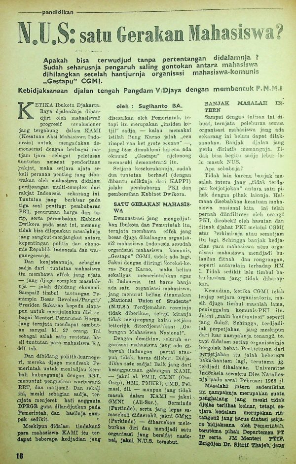 NUS: Satu Gerakan Mahasiswa?