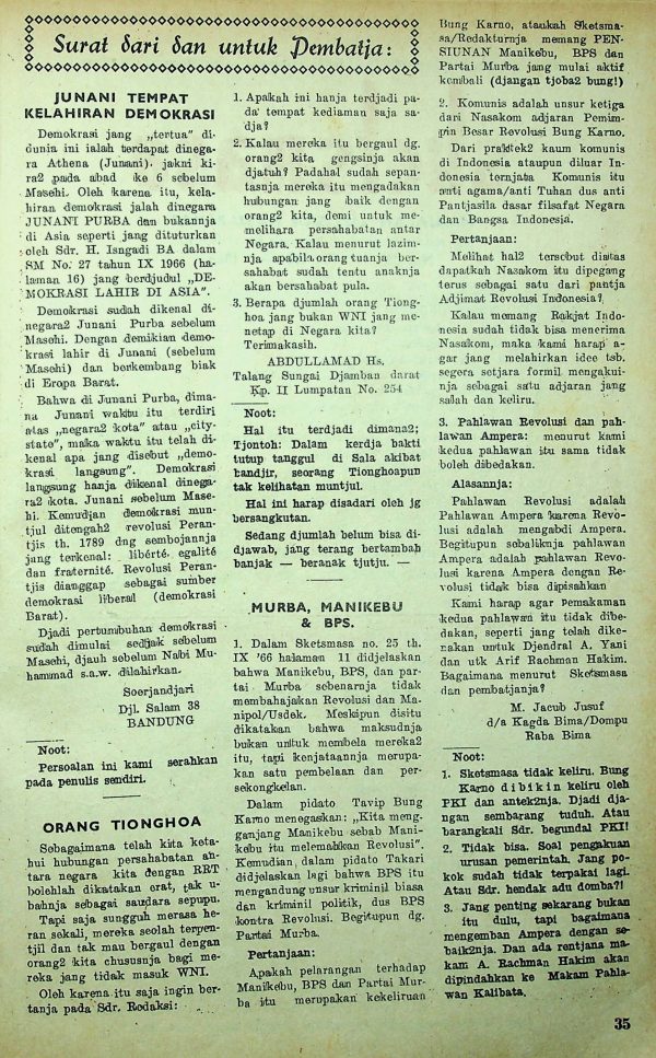 Surat dari dan untuk Pembaca